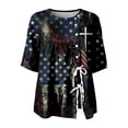 thumbnail image 4 of Womens Patriotic Shirts Loose Short Sleeve Crew Neck 4th Of July T Shirt With American Falg Print Work Tee Pullover Outfits Black XL, 4 of 4