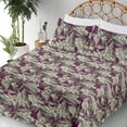 thumbnail image 3 of Ambesonne Asters Fitted & Flat Sheet with Sham 3 Pcs Set, Vintage Boho Garden Scene, Twin XL, Dark Magenta and Pale Green, 3 of 5