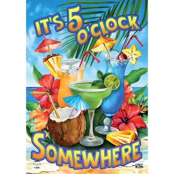 Briarwood Lane Garden Flag 12x18 For Outdoor 5 O'clock Cocktails Summer For Summer Garden Flag Flags For Outside