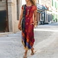 thumbnail image 1 of Maxi Robes pour Femmes 2023 avec Manches Robe Décontractée Ample avec Poches Manches Courtes Imprimée Col Rond Longueur Cheville Robe Manches Courtes en Solde, 1 of 5