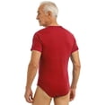 thumbnail image 2 of Riismen Justaucorps pour Hommes contre la Maladie d'Alzheimer à Col Rond, Manches Courtes, Combinaison Adaptative, Soins, Soins Infirmiers, Rouge, 4TG, 2 of 7