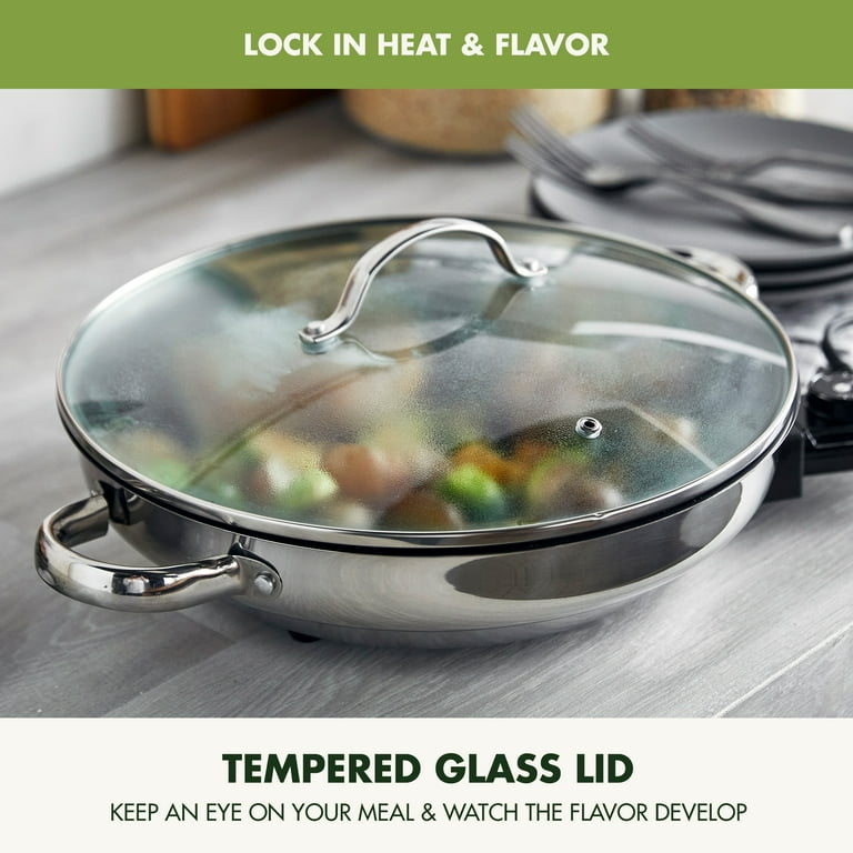 GreenPan 12" Stainless Steel Electric Skillet with Ceramic Nonstick photo 3