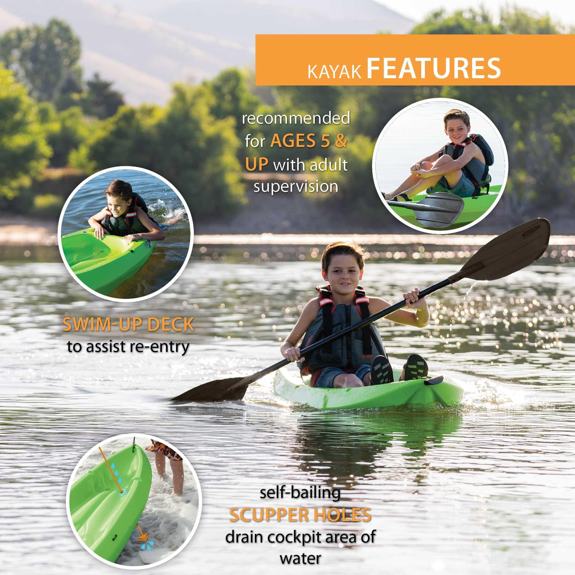 (2 pack) Lifetime Wave Youth 6 ft Sit-On-Top Kayak with Paddle, Green (90153)