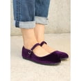 thumbnail image 4 of Nature Breeze Women's Ankle Strap Faux Velvet Mary Jane Flats, Medium Width Round Toe Purple, Size 8, 4 of 4