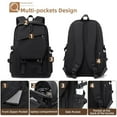 thumbnail image 3 of Mochila para computadora portátil, mochila de viaje para exteriores, mochila liviana para viajes de negocios y trabajo, negra, 3 of 5