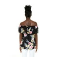thumbnail image 2 of Women's Hawaiian Off-Shoulder Ruffle Muumuu Top in Hibiscus Black S, 2 of 5