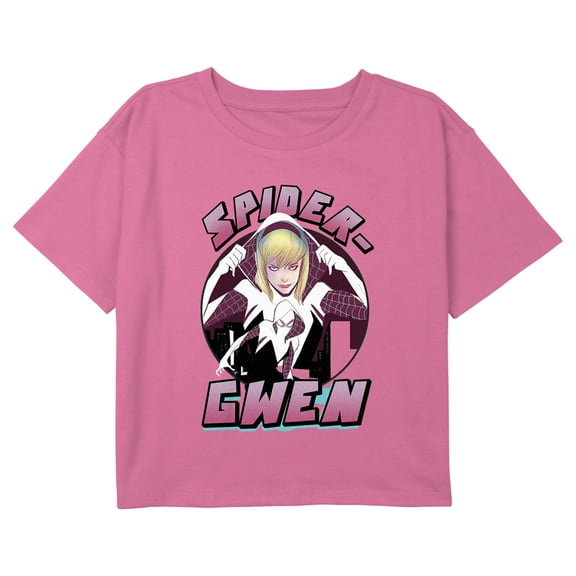 Girl's Marvel Spider-Gwen Logo Graphic Cropped T-Shirt Light Pink X Large