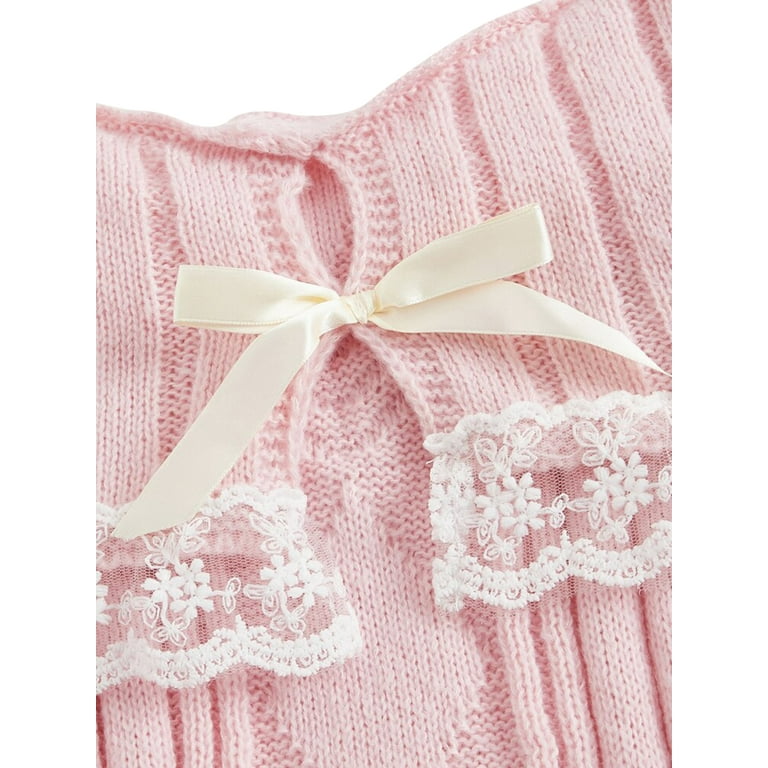 Women Cold Shoulder Sweater Long Sleeve Contrast Lace Splicing