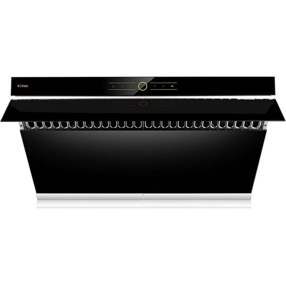 FOTILE JQG9001 36" 850 CFM Under Cabinet or Wall Mount Range Hood with 2 LED lights and Touchscreen in Onyx Black Tempered Glass