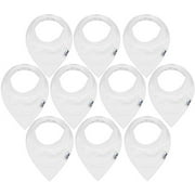 10-Pack Baby Bandana Drool Bibs Plain White for Drooling and Teething, 100% Organic Cotton, Soft and Absorbent, Unisex Bibs for Baby Boys & Girls - Baby Shower Gift Set by Ana Baby