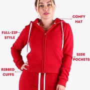 Red Fox Women's Casual Slim-Fit Fleece Full-Zip Athletic Hoodie Jacket with Pocket - Active, Running, Workout