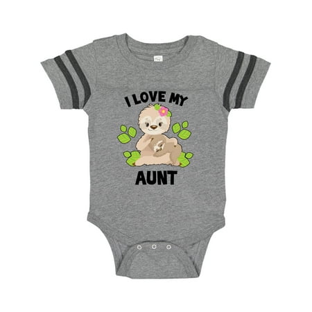 

Inktastic Cute Sloth I Love My Aunt with Green Leaves Gift Baby Boy or Baby Girl Bodysuit