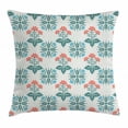 thumbnail image 1 of Seafoam Throw Pillow Cushion Cover, Ornate Floral Arrangement Blossoming Nature Abstract Spring Motifs, Decorative Square Accent Pillow Case, 20 X 20 Inches, Seafoam Teal Dark Coral, by Ambesonne, 1 of 2