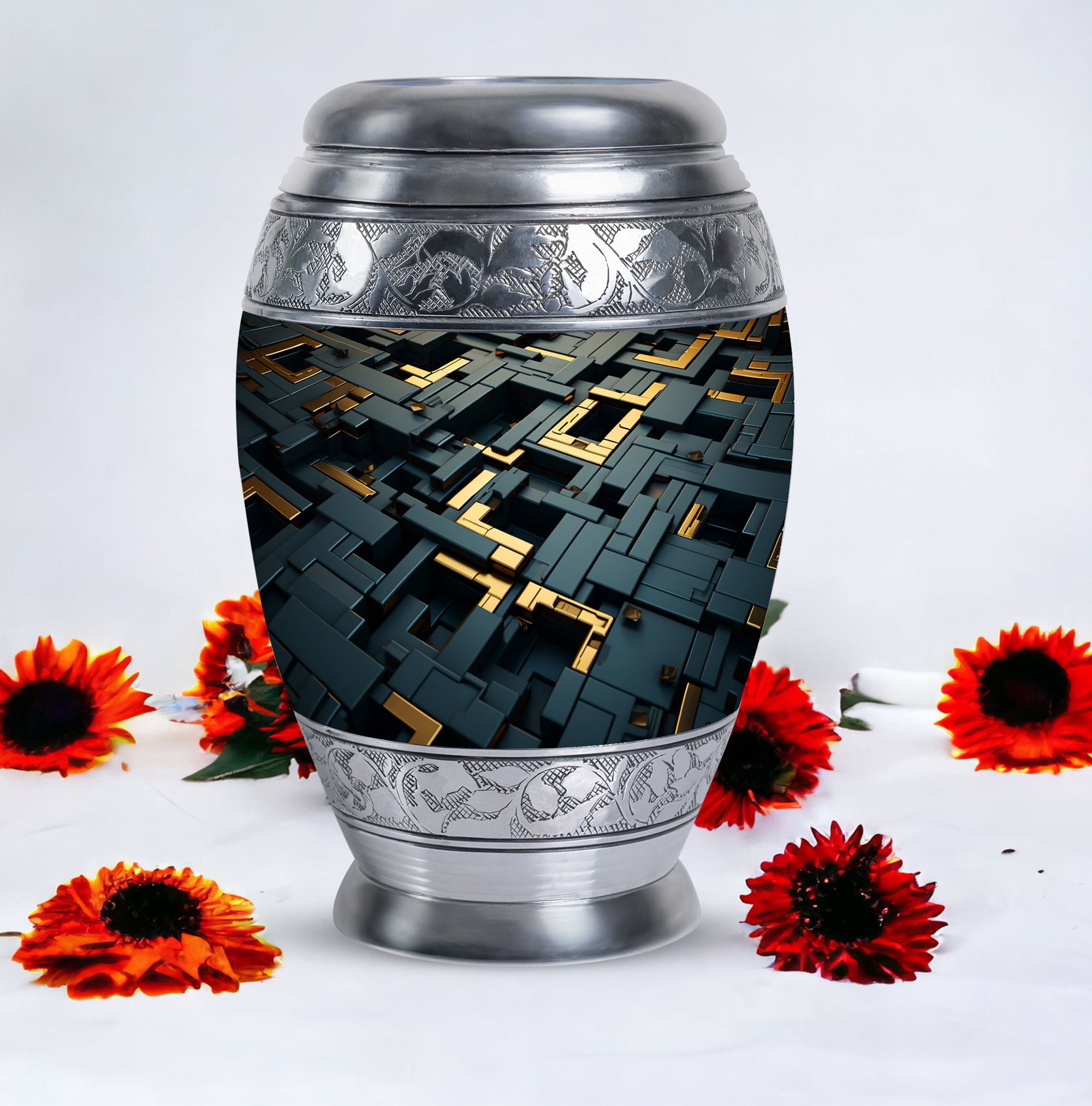 Circuitry Shimmer Cremation Urns For Human Ashes, 10inch Large Urns For Human Ashes, Decorative Urn, Memorial Urn, Funeral Ashes For Women, Urn For Mom, Urns For Human Ashes Adult Male
