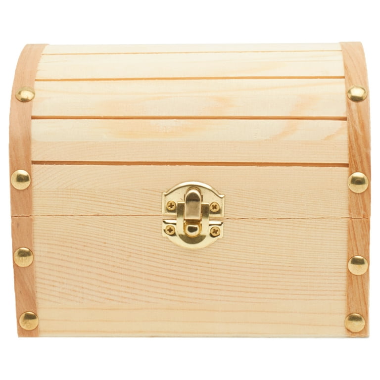Bright Creations Unfinished Wood Treasure Chest Box with Lid