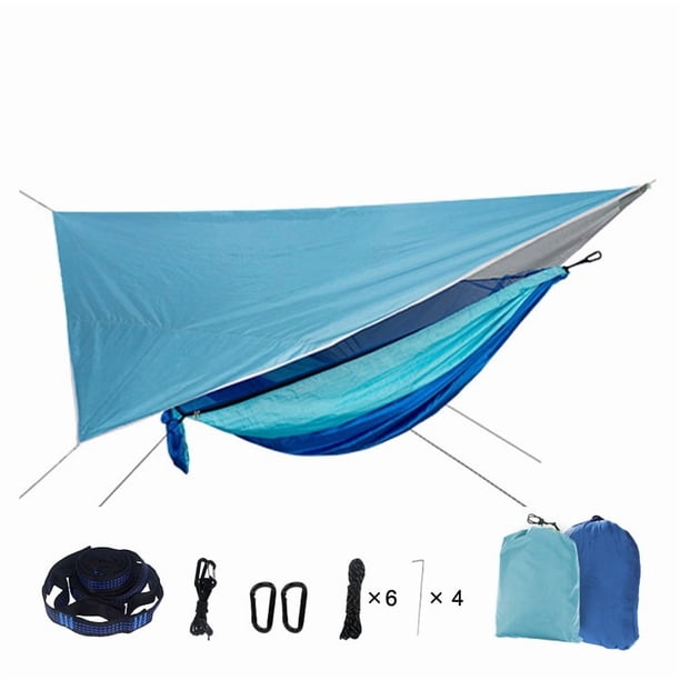 Mosquitera portátil de nailon para acampar, hamaca con toldo impermeable para moscas de lluvia, lona para cama colgante al aire libre para dormir