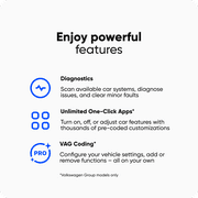 أداة فحص تشخيص المركبات OBD2 Bluetooth من OBDeleven Ultimate Pack، قارئ رمز المحرك متوافق مع أنظمة التشغيل iOS وAndroid