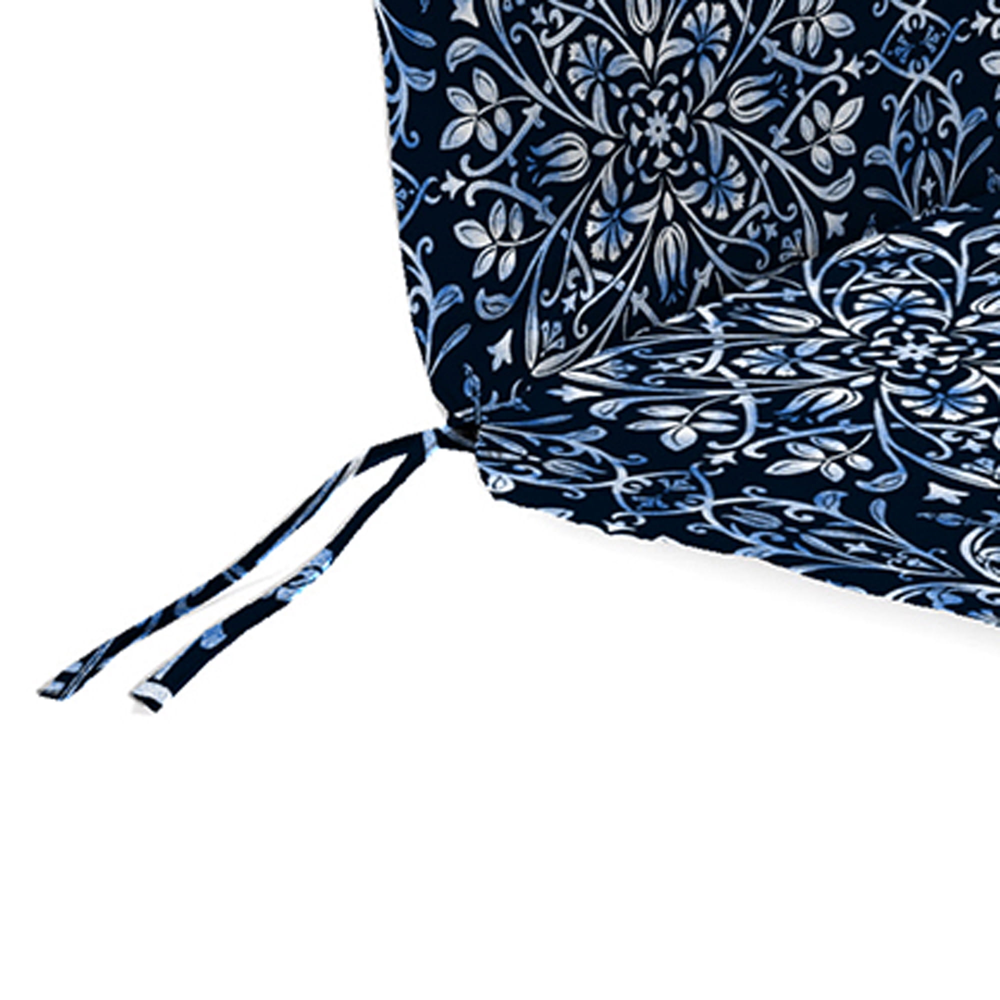 Jordan Manufacturing 74" x 22" Dresden Midnight Navy Damask Rectangular Outdoor Chaise Lounge Cushion with Ties