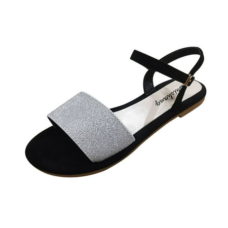

simu Women s Sandals Comfortable Color Sandals Buckle Summer Fashion Casual Flat Women s Size Large Women s sandals Sandals Shoes Casual
