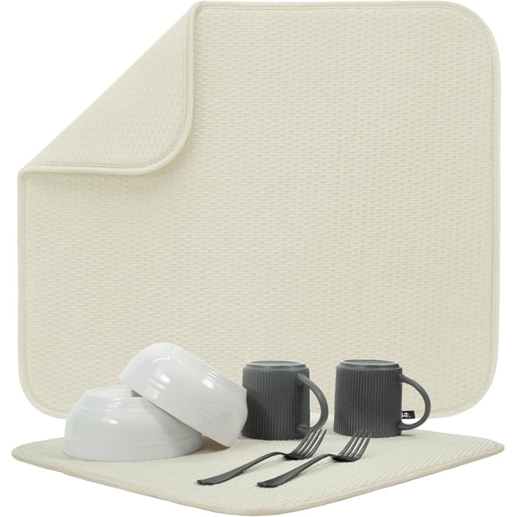 Dish Drying Mat, Highly Absorbent Microfiber Kitchen Counter Mat, Dish Drying Pad for Dishes, Utensils, Pots and Pans, Large 16" x 18"