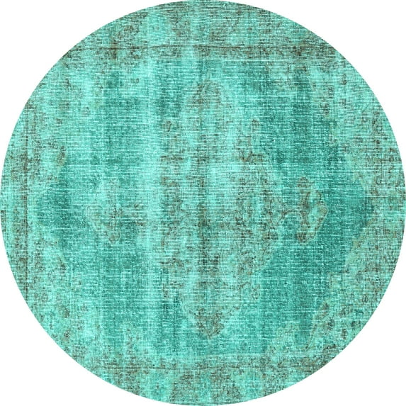 Ahgly Company Indoor Round Persian Turquoise Blue Traditional Area Rugs, 3' Round