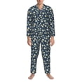 thumbnail image 3 of Daiia Daisy Floral B for Men's Long-Sleeved Pajama Set – Soft & Comfortable Sleepwear Button-Up Pajamas Cozy Lounge Wear-Small, 3 of 7