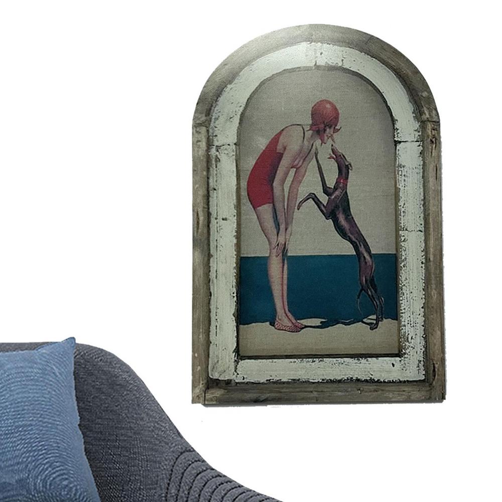 Laideyi Swimming Wall Art Bathroom Decor Wood Framed Painting Rustic