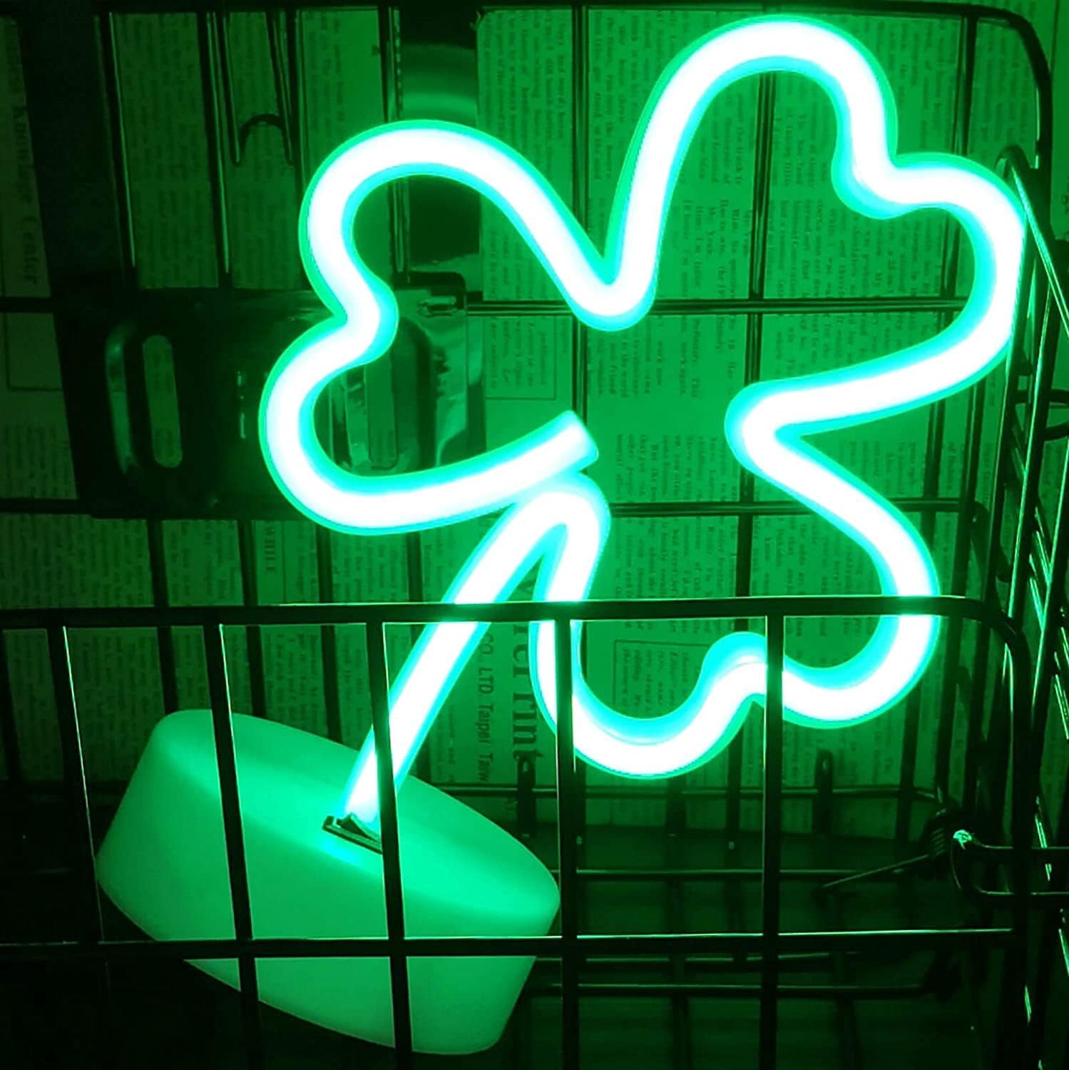 HuiyiNeon Light Base, Cactus Lights Neon Signs - Cactus Neon Light for Bedroom,Tabletop Decor - Battery/USB Powered Green LED Cactus Light