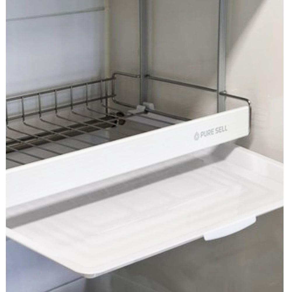 Adjustable Under Cabinet Dish Drying Rack, Expandable Wall Mounted Dish Drainer (9.4" to 12.8") with 2-Compartment Utensil Holder