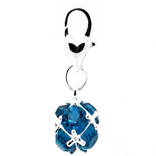 December Birthstone Dangle Charm Pendant for European Clip on Charm Jewelry w/ Lobster Clasp