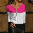 thumbnail image 2 of Gibobby Playera&nbsp;Moda Camiseta de manga larga con cremallera para mujer fina de primavera y verano（Multicolor, M), 2 of 3