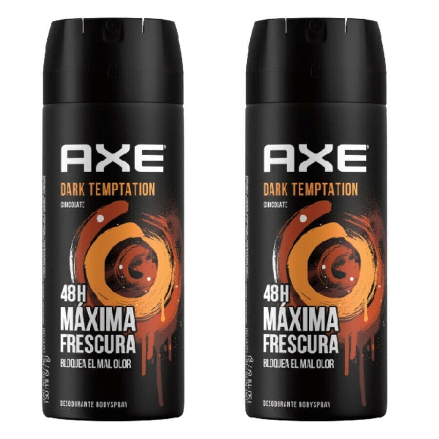 2 Pack Axe Dark Temptation Mens Deodorant Body Spray, 150ml (5.07oz)