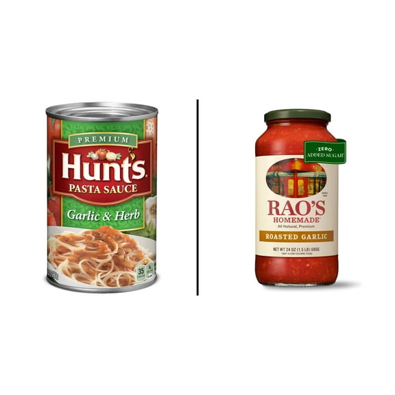 Hunt's Garlic & Herb Pasta Sauce, 24 oz & Rao's Homemade Tomato Sauce, Roasted Garlic, 24 oz