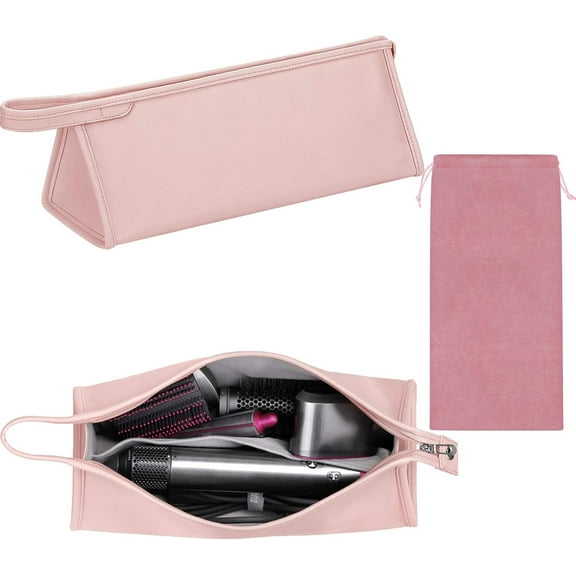 Multiple Hair Tools Travel Bag for Hair Dryer, Large Capacity Hair Tool Organizer for Travel, Portable Carrying Case, Pink
