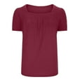 thumbnail image 5 of Usmixi Womens Shirts Casual Solid Pleated Swing Breathable Tunic Tops Summer Short Sleeve Square Neck Ladies Plain Tops and Blouses Wine s, 5 of 7