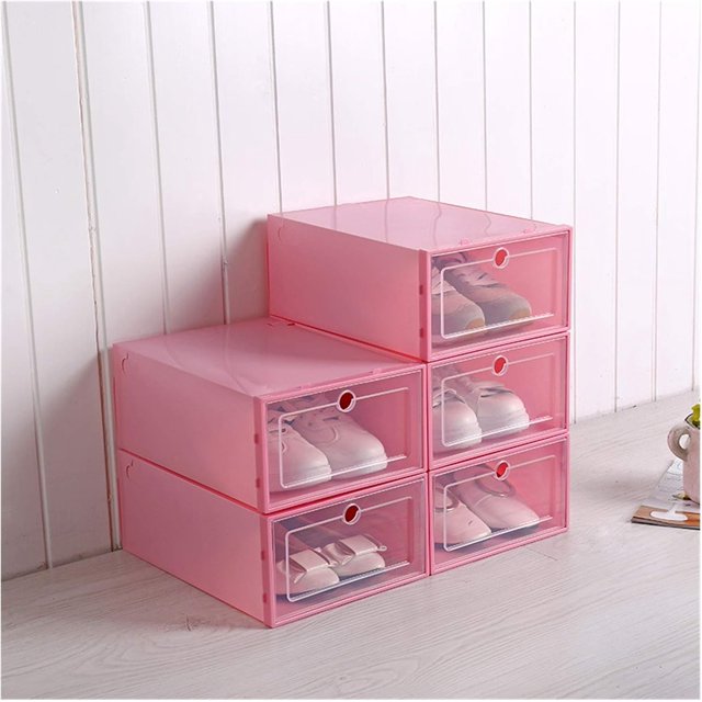 Shoe Rack Plastic Transparent Thicken Storage Drawer Type Shoes Box Storage Organizer Cabinet Clamshell Shoes Box Display Shelf/White/33 * 23 * 14Cm