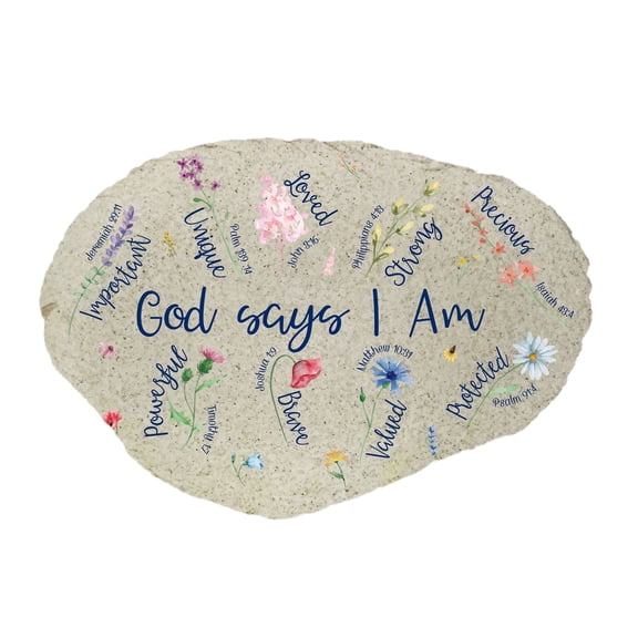 GiftsForYouNow God Says I Am Flat Garden Stone