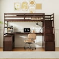 thumbnail image 2 of Full Loft Bed with L-Shaped Desk, Wood Full Size Bed Frame with 7 Drawers and 2 Storage Shelves, Safety Guard & Ladder, No Box Spring Needed, Espresso, 2 of 9