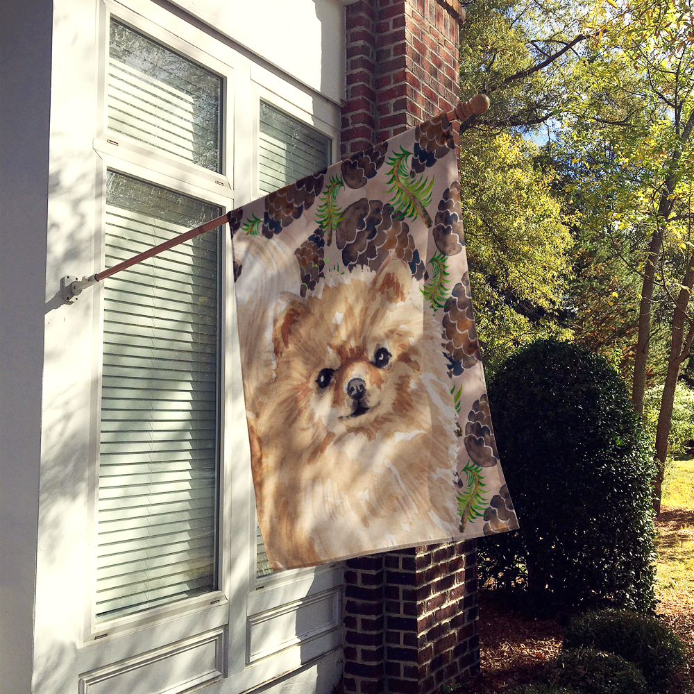 Pomeranian Pine Cones House Flag
