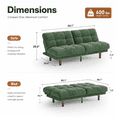 thumbnail image 2 of CHITOOMA 66" Futon Sofa Bed with Adjustable Backrest, Corduroy Convertible Futon Couch, Extra-Thick Cushion, Comfy Loveseat for Small Spaces, Apartment or Office, Green, 2 of 8