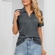 thumbnail image 2 of Camiseta de Mujer Color Puro Solapa Manga Corta Cuello en V Casual Verano para Oficina en casa Compras Actividades al Aire Libre, 2 of 6