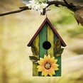 thumbnail image 2 of Wooden ative house Hand Painted Hanging House with Sunflower - Garden Farmhouse Outdoor Nest for Sparrow Finch Humming and Blues (Green), 2 of 6