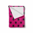 thumbnail image 2 of Hot Pink Soft Flannel Fleece Throw Blanket, Pop Art Inspired Design Retro Pattern of Black Polka Dots Classical Spotted, Cozy Plush for Indoor and Outdoor Use, 60" x 80", Hot Pink Black, by Ambesonne, 2 of 6