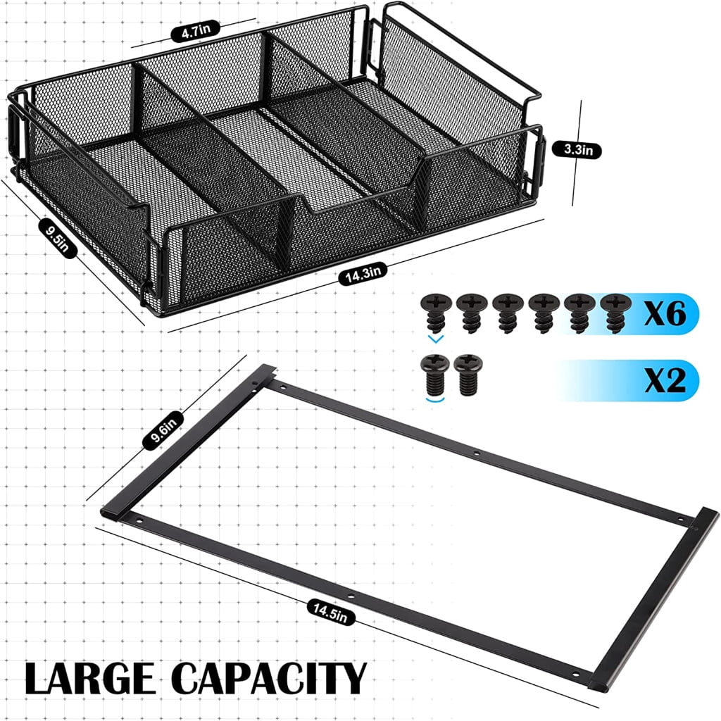 Under Desk DrawerScrew-on Hidden Desk Organizer Box Slide-Out Storage Drawer