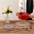 thumbnail image 7 of GZHJMY Mexican Blanket Serape Stripes Trivets Pot Holders Set of 2, Hot Pads 7.09"+9.45",Table Mats,Placemats Set for Cooking and Baking, Cotton Braided Hot Pads, 7 of 7