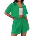 thumbnail image 2 of Bovxnpu Summer Casual Outfits For Women, 2 Piece Lounge Sets, Women's Summer Two-piece Set Of Breasted Short Sleeved Lapel Shirt And Shorts M, 2 of 6