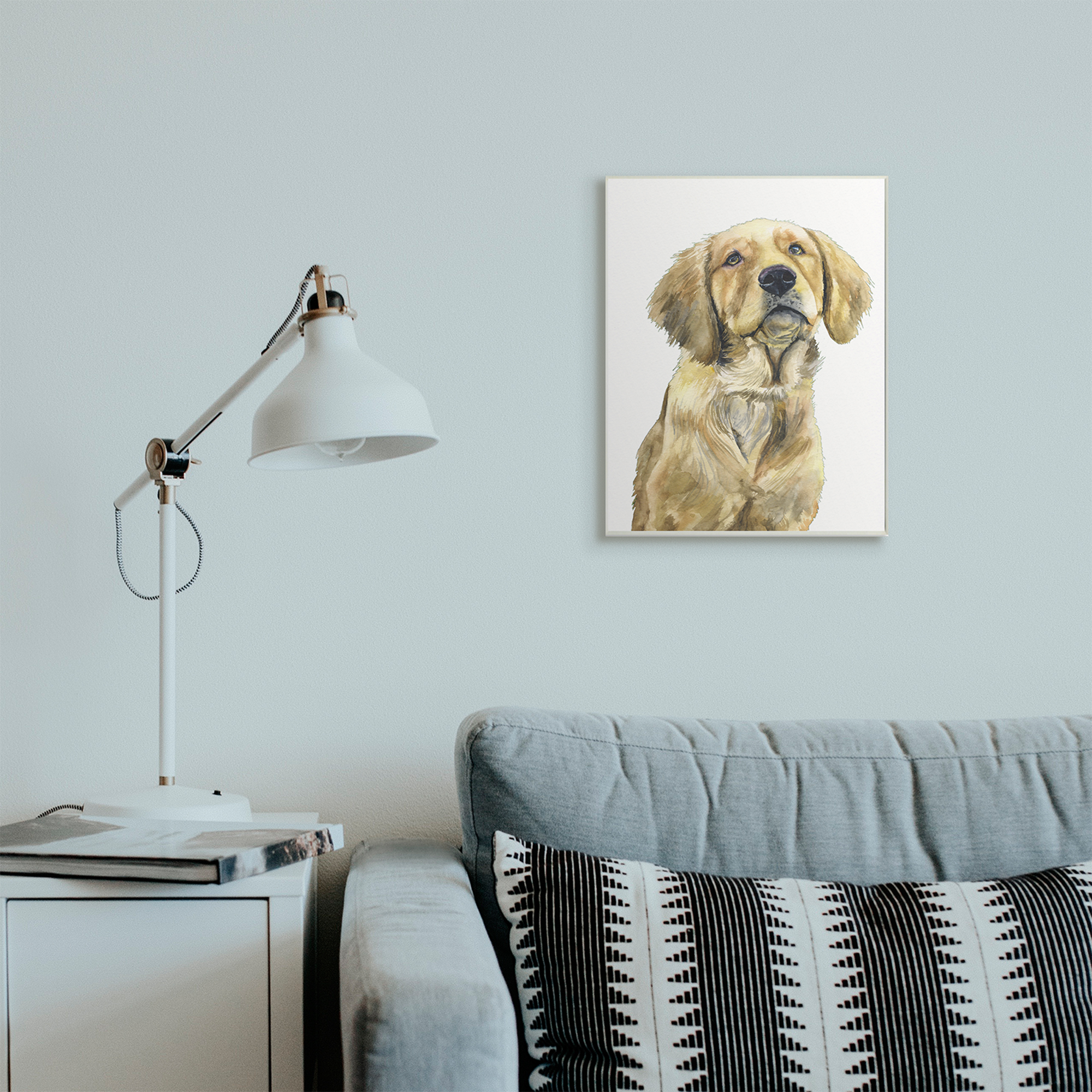 Stupell Industries Golden Retriever Puppy Portrait Soft Yellow Dog Wall Plaque, 13 x 19, Design by George Dyachenko