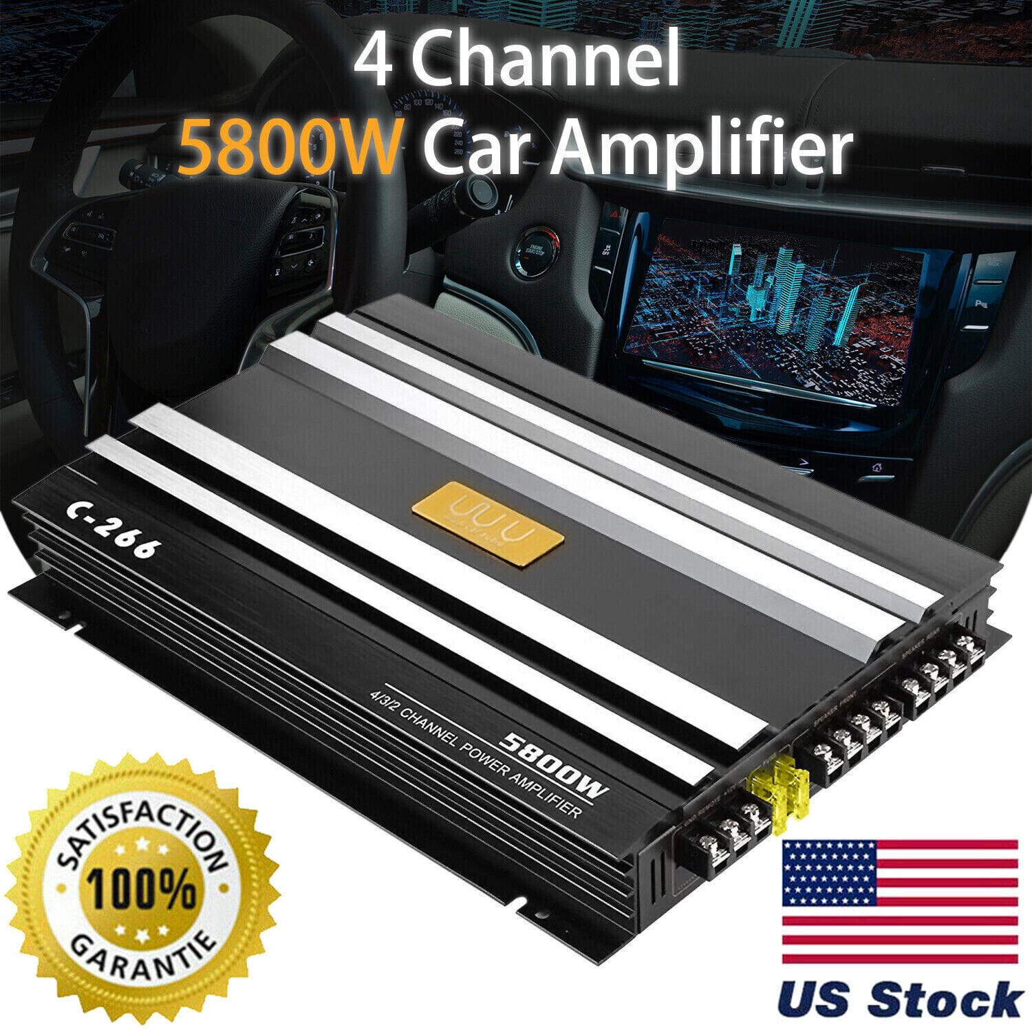 Ampli Puissance 7900W Voiture Maison Classe AB Amplificateur Audio Vislone 4 Canaux - 7900W - Classe A/B - Alimentation 12V - Voiture Maison Amplificateur Voiture Classe AB