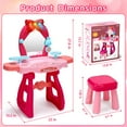 thumbnail image 4 of JoyStone Toddler Vanity Set, Pretend Princess Girls Vanity Table with Mirror, Cosmetics and Hair Dryer, Kids Vanity Table and Chair Set for 2 3 4 5 Year Old Girls (Red）, 4 of 10
