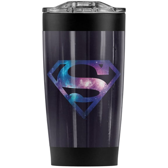 Superman Galaxy Shield Stainless Steel Tumbler 20 oz Coffee Travel Mug/Cup, Vacuum Insulated & Double Wall with Leakproof Sliding Lid | Great for Hot Drinks and Cold Beverages